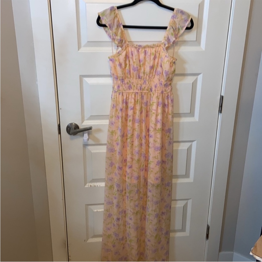 Wild skye Floral Maxi Dress with Ruffled Straps